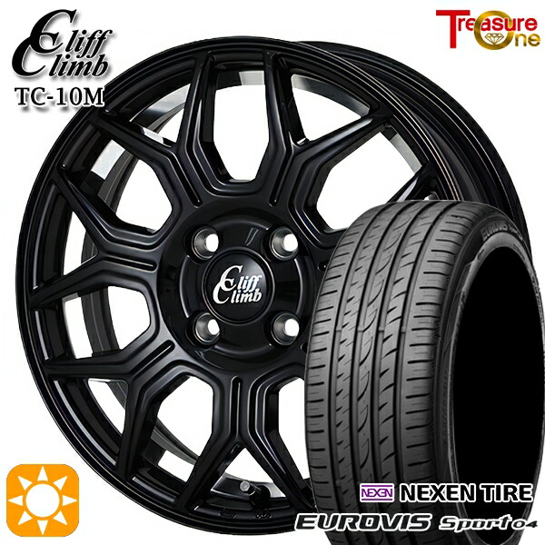 【取付対象】165/60R14 75H ロードストーン ユーロビズ Sport 04 トレジャーワン クリフクライム TC10M ブラックアンダーカットポリッシュ 14インチ 4.5J 4H100 サマータイヤホイールセット