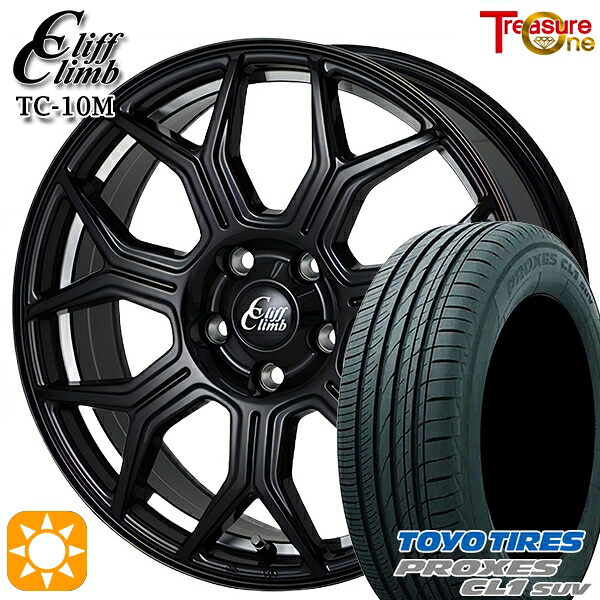 【取付対象】ヴェゼル レガシィ 225/60R18 100H トーヨー プロクセス CL1 SUV トレジャーワン クリフクライム TC10M ブラックアンダーカットポリッシュ 18インチ 7.0J 5H114.3 サマータイヤホイールセット