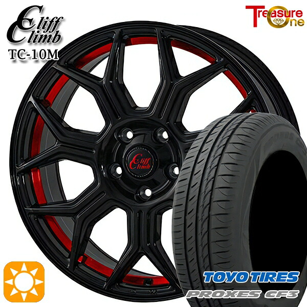 【取付対象】アクセラ アテンザ 215/45R18 93W XL トーヨー プロクセス CF3 トレジャーワン クリフクライム TC10M ブラックレッドアンダーカット 18インチ 7.0J 5H114.3 サマータイヤホイールセット ｜格安タイヤホイールジャストパーツ 82,390円