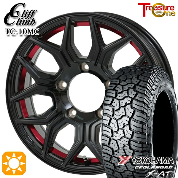 【取付対象】195R16C 104/102Q ヨコハマ ジオランダーX-AT G016 トレジャーワン クリフクライム TC10M ブラックレッドアンダーカット 16インチ 5.5J 5H139.7 サマータイヤホイールセット