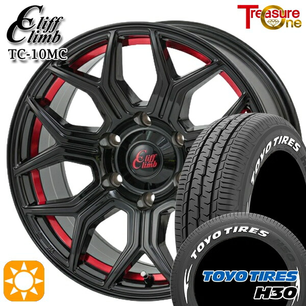 【取付対象】キャラバン専用 195/80R15 107/105N トーヨー H30 ホワイトレター トレジャーワン クリフクライム TC10MC RED 15インチ 6.0J 6H139.7 +43 サマータイヤホイールセット