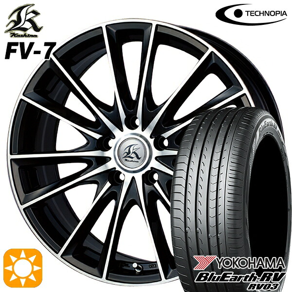 【取付対象】225/60R18 100H ヨコハマ ブルーアース RV03 テクノピア カシーナ FV7 ブラックポリッシュ 18インチ 7.0J 5H114.3 サマータイヤホイールセット |格安タイヤホイールジャストパーツ