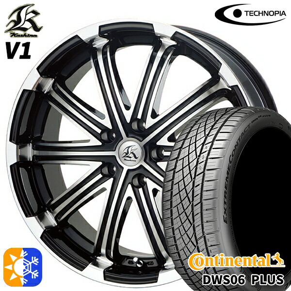 245/45R19 102W XL コンチネンタル DWS06+ SUV テクノピア カシーナ V1 ブラックポリッシュ 19インチ 8.0J 5H114.3 オールシーズンタイヤホイールセット