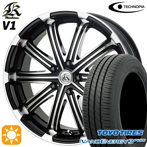 【取付対象】215/45R17 87W トーヨー ナノエナジー3プラス テクノピア カシーナ V1 ブラックポリッシュ 17インチ 7.0J 5H114.3 サマータイヤホイールセット
