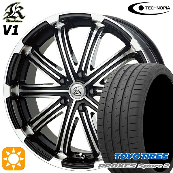 【取付対象】215/45R18 93Y XL トーヨー プロクセススポーツ2 テクノピア カシーナ V1 ブラックポリッシュ 18インチ 7.0J 5H114.3 サマータイヤホイールセット ｜格安タイヤホイールジャストパーツ