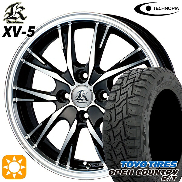 【取付対象】155/65R14 75Q トーヨー オープンカントリー R/T テクノピア カシーナ XV5 ブラックポリッシュ 14インチ 4.5J 4H100 サマータイヤホイールセット
