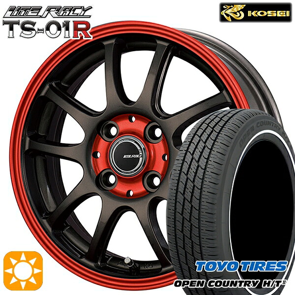 【取付対象】155/65R14 75H トーヨー オープンカントリー H/T2 WR コーセイ リテラシー TS-01R ブラック/レッドクリア 14インチ 4.5J 4H100 +43 サマータイヤホイールセット ｜格安タイヤホイールジャストパーツ