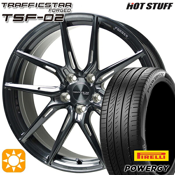 【取付対象】クラウン アコード 245/35R19 93Y XL ピレリ パワジー POWERGY HotStuff トラフィックスターフォージド TSF-02 ブラッシュド/ブラッククリア 19インチ 8.0J 5H114.3 サマータイヤホイールセット