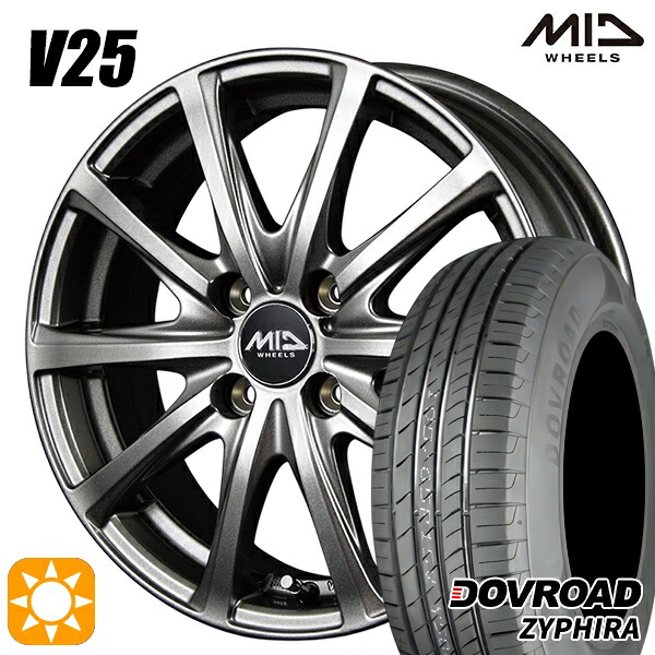 【取付対象】フィット アクア 175/65R15 84H DOVROAD ザイファイラ MID ユーロスピード V25 メタリックグレー 15インチ 5.5J 4H100 サマータイヤホイールセット ｜格安タイヤホイールジャストパーツ