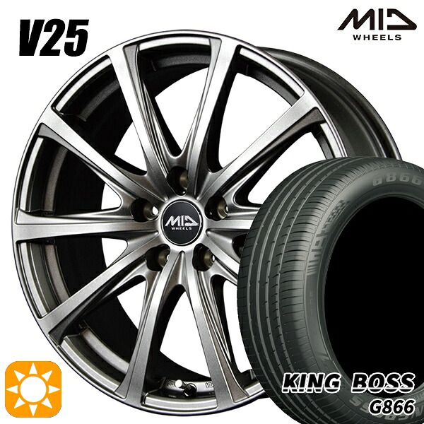【取付対象】235/50R18 101W XL キングボス G866 MID ユーロスピード V25 メタリックグレー 18インチ 7.5J 5H114.3 サマータイヤホイールセット