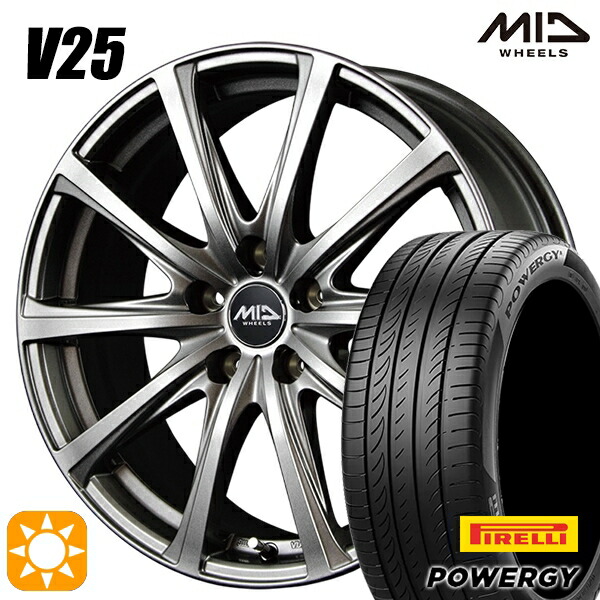 【取付対象】205/65R15 94V ピレリ パワジー MID ユーロスピード V25 メタリックグレー 15インチ 6.0J 5H114.3 サマータイヤホイールセット 53,700円