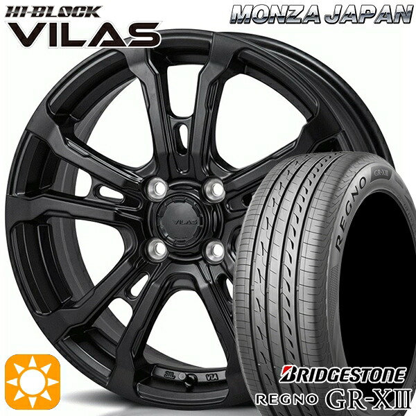 【取付対象】アクア クロスビー 175/60R16 82H ブリヂストン レグノ GR-X3 モンツァ ハイブロック ヴィラス サテンブラック 16インチ 6.0J 4H100 サマータイヤホイールセット