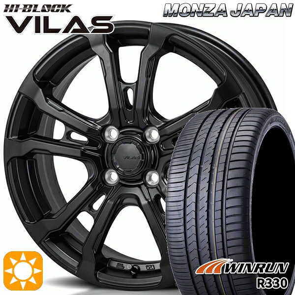 【取付対象】アクア ヤリス 195/50R16 88V XL ウィンラン R330 モンツァ ハイブロック ヴィラス サテンブラック 16インチ 6.0J 4H100 サマータイヤホイールセット ｜格安タイヤホイールジャストパーツ