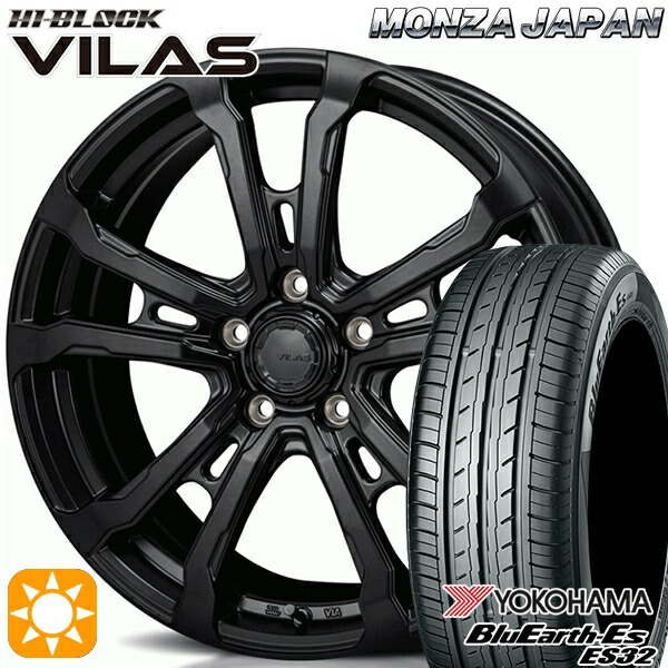 【取付対象】エクストレイル アテンザ 225/55R17 97W ヨコハマ ブルーアース ES32 モンツァ ハイブロック ヴィラス サテンブラック 17インチ 7.0J 5H114.3 サマータイヤホイールセット |格安タイヤホイールジャストパーツ