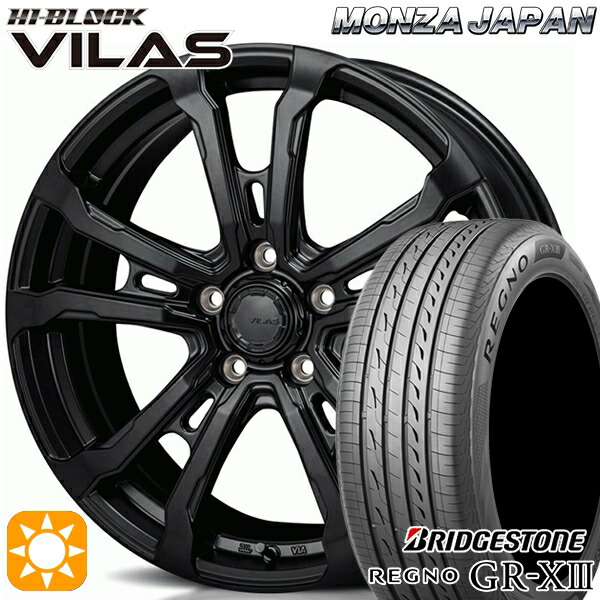 【取付対象】ジェイド アクセラ 225/40R18 92W XL ブリヂストン レグノ GR-X3 モンツァ ハイブロック ヴィラス サテンブラック 18インチ 7.5J 5H114.3 サマータイヤホイールセット |格安タイヤホイールジャストパーツ