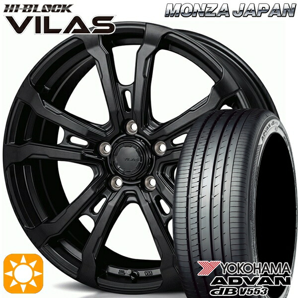 【取付対象】フォレスターSK9/SKE エクストレイル 225/55R17 97W ヨコハマ アドバンデシベル V553 モンツァ ハイブロック ヴィラス サテンブラック 17インチ 7.0J 5H114.3 サマータイヤホイールセット |格安タイヤホイールジャストパーツ
