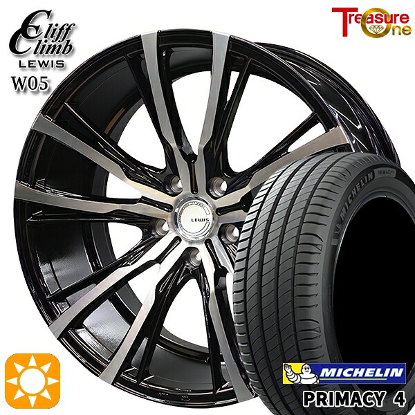 【取付対象】マークX レクサスIS 235/40R19 96W XL VOL ミシュラン プライマシー4 トレジャーワン クリフクライム ルイス W05 ブラックポリッシュ 19インチ 8.5J 5H114.3 サマータイヤホイールセット