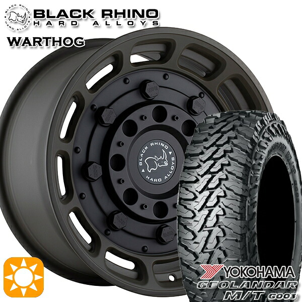 【取付対象】プラド ハイラックス 275/70R17 121/118Q ヨコハマ ジオランダーM/T G003 ブラックライノ WARTHOG ワートホッグ MATTE OD GREEN W/BLACK CENTER 17インチ 8.5J 6H139.7 サマータイヤホイールセット ｜格安タイヤホイールジャストパーツ