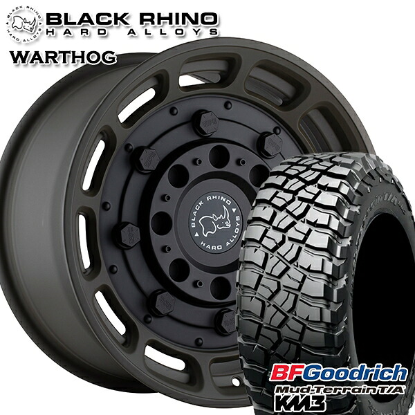 【取付対象】265/65R17 120/117Q RBL BFグッドリッチ マッドテレーン T/A KM3 ブラックライノ WARTHOG ワートホッグ MATTE OD GREEN W/BLACK CENTER 17インチ 8.5J 6H139.7 サマータイヤホイールセット ｜格安タイヤホイールジャストパーツ