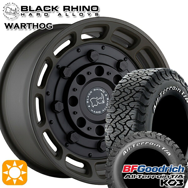 【取付対象】265/70R17 118/115S RWL BFグッドリッチ オールテレーン T/A KO3 ブラックライノ WARTHOG ワートホッグ MATTE OD GREEN W/BLACK CENTER 17インチ 8.5J 6H139.7 サマータイヤホイールセット 174,750円