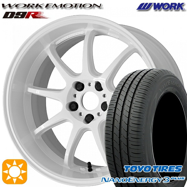 【取付対象】215/45R18 89W トーヨー ナノエナジー3プラス WORK エモーション D9R ホワイト 18インチ 7.5J 5H114.3 サマータイヤホイールセット