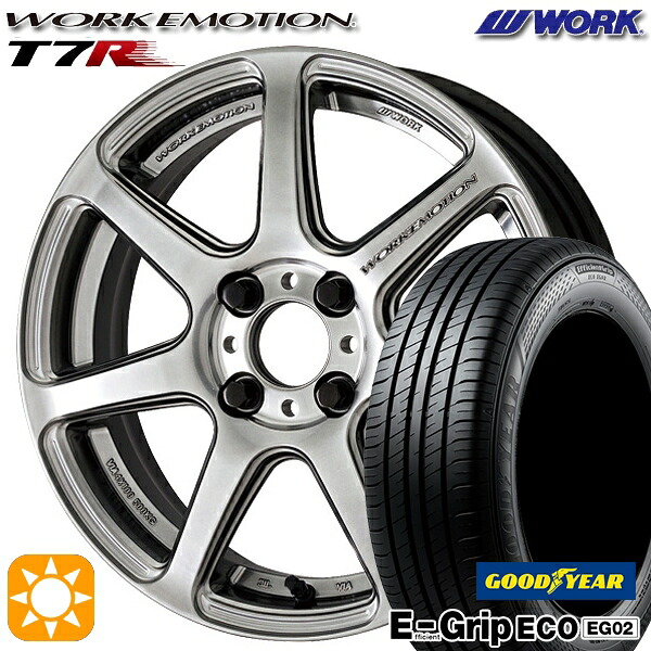 【取付対象】アクア クロスビー 185/55R16 83V グッドイヤー エフィシェントグリップ EG02 WORK エモーション T7R グリミットシルバー 16インチ 6.5J 4H100 サマータイヤホイールセット
