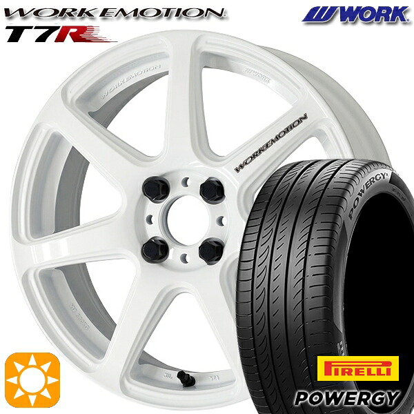 【取付対象】195/55R16 87V ピレリ パワジー WORK エモーション T7R ホワイト 16インチ 6.5J 4H100 サマータイヤホイールセット ｜格安タイヤホイールジャストパーツ 87,835円