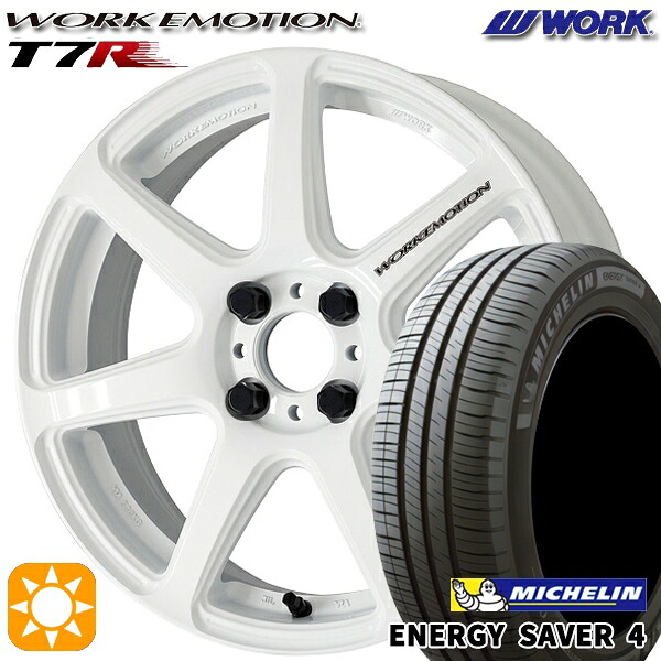 【取付対象】195/50R16 88V XL ミシュラン エナジーセイバー4 WORK エモーション T7R ホワイト 16インチ 6.5J 4H100 サマータイヤホイールセット |格安タイヤホイールジャストパーツ