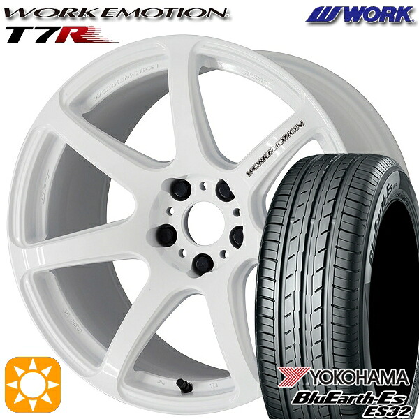 【取付対象】225/50R17 94V ヨコハマ ブルーアース ES32 WORK エモーション T7R ホワイト 17インチ 7.0J 5H114.3 サマータイヤホイールセット