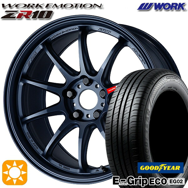 【取付対象】アクア クロスビー 185/55R16 83V グッドイヤー エフィシェントグリップ EG02 WORK エモーション ZR10 マットネイビー 16インチ 5.5J 4H100 サマータイヤホイールセット