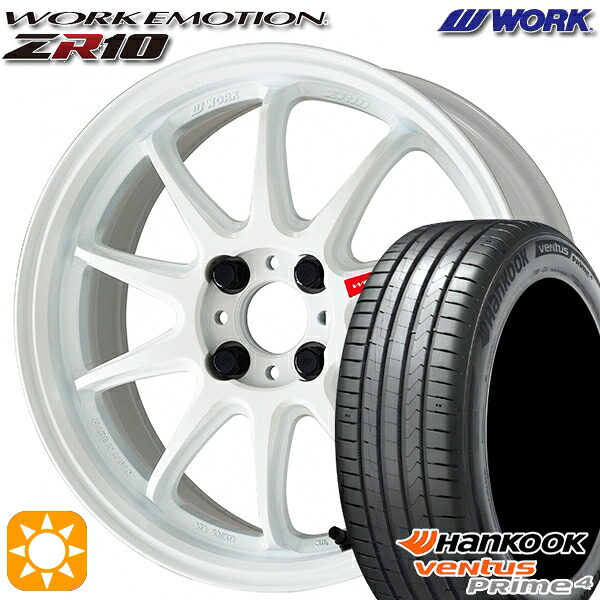 【取付対象】195/55R16 87V ハンコック veNtus PRime4 K135 WORK エモーション ZR10 アズールホワイト 16インチ 6.5J 4H100 サマータイヤホイールセット