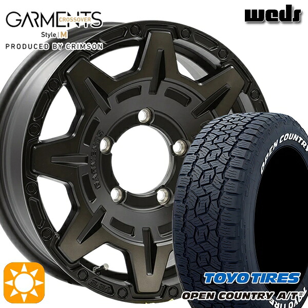 【取付対象】ジムニー 215/70R16 100T トーヨー オープンカントリーA/T3 ホワイトレター Weds ガーメンツ スタイルM マットブラッククリア 16インチ 5.5J 5H139.7 サマータイヤホイールセット ｜格安タイヤホイールジャストパーツ