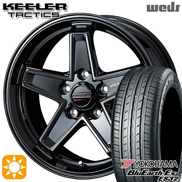 【取付対象】エルグランド クロスロード 215/65R16 98H ヨコハマ ブルーアース ES32 Weds キーラー タクティクス グロスブラック 16インチ 7.0J 5H114.3 サマータイヤホイールセット