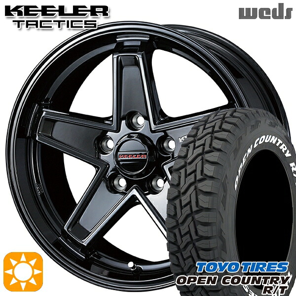 【取付対象】JEEPラングラー 285/70R17 116/113Q トーヨー オープンカントリー R/T ホワイトレター Weds キーラー タクティクス グロスブラック 17インチ 7.5J 5H127 サマータイヤホイールセット