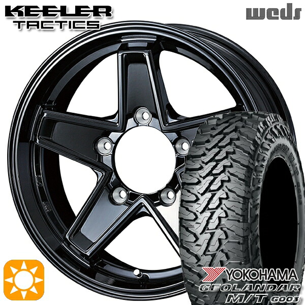 【取付対象】ジムニー 185/85R16 105/103N LT ヨコハマ ジオランダーM/T G003 Weds キーラー タクティクス グロスブラック 16インチ 5.5J 5H139.7 サマータイヤホイールセット