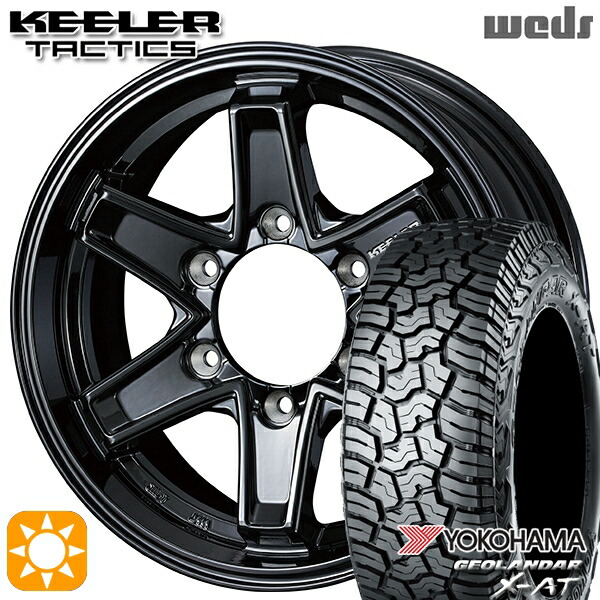 【取付対象】200系ハイエース LT215/70R16 100/97Q ヨコハマ ジオランダー X-AT G016 Weds キーラー タクティクス グロスブラック 16インチ 6.5J 6H139.7 サマータイヤホイールセット