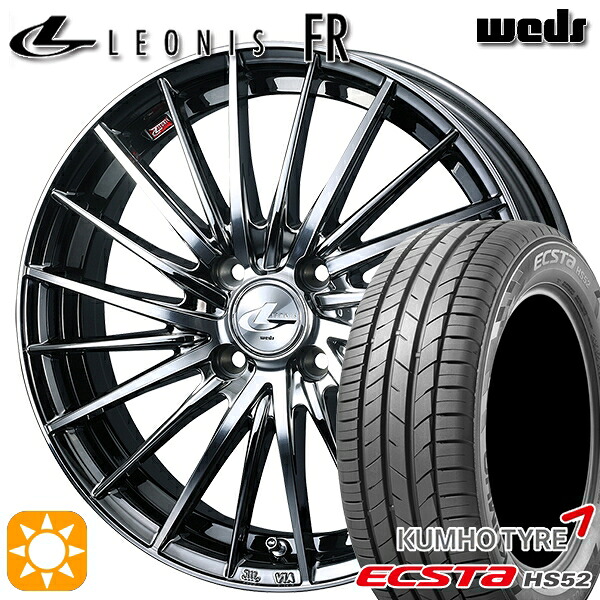 【取付対象】195/45R16 84V XL クムホ エクスタ HS52 Weds レオニス FR BMCMC (ブラックメタルコート ミラーカット) 16インチ 6.0J 4H100 サマータイヤホイールセット |格安タイヤホイールジャストパーツ
