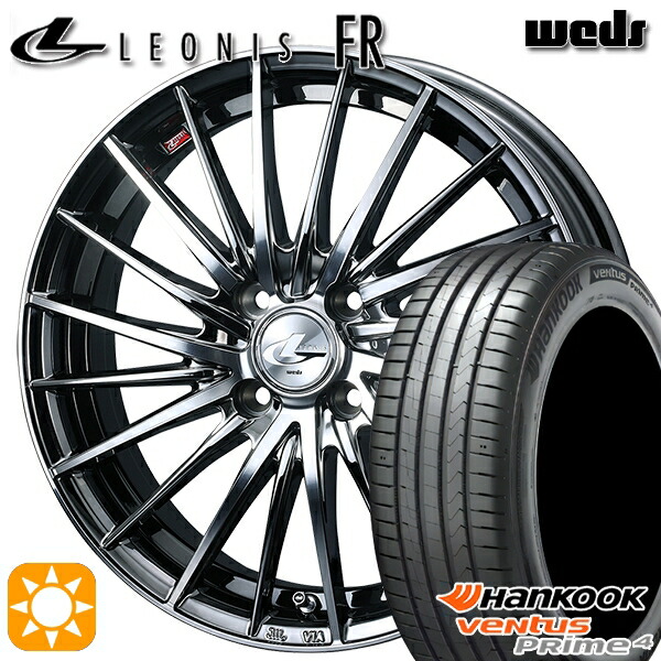 【取付対象】205/45R17 88V XL ハンコック veNtus PRime4 K135 Weds レオニス FR BMCMC (ブラックメタルコート ミラーカット) 17インチ 6.5J 4H100 サマータイヤホイールセット