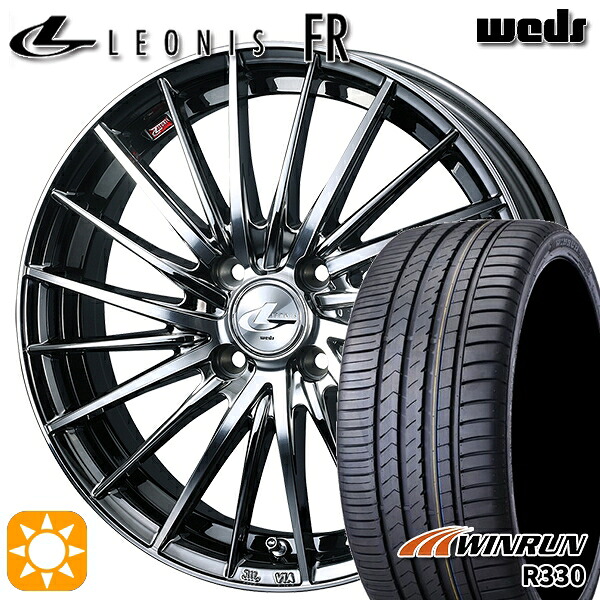 【取付対象】195/45R17 85W XL ウィンラン R330 Weds レオニス FR BMCMC (ブラックメタルコート ミラーカット) 17インチ 6.5J 4H100 サマータイヤホイールセット