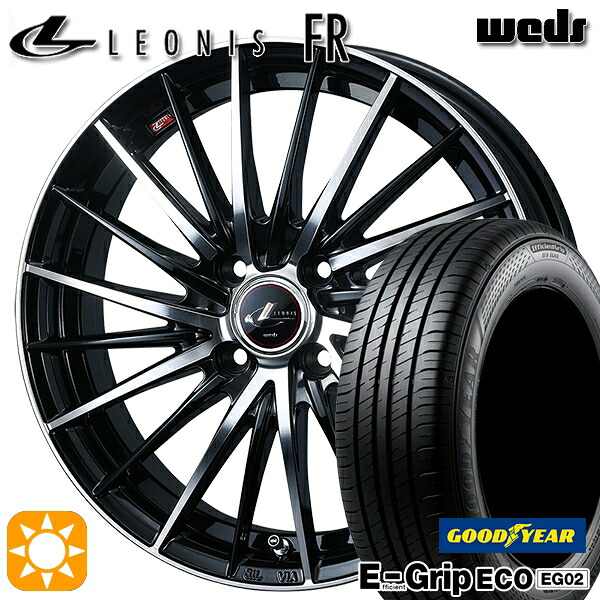 【取付対象】165/50R16 75V グッドイヤー エフィシェントグリップ EG02 Weds レオニス FR PBMC (パールブラック ミラーカット) 16インチ 5.0J 4H100 サマータイヤホイールセット |格安タイヤホイールジャストパーツ