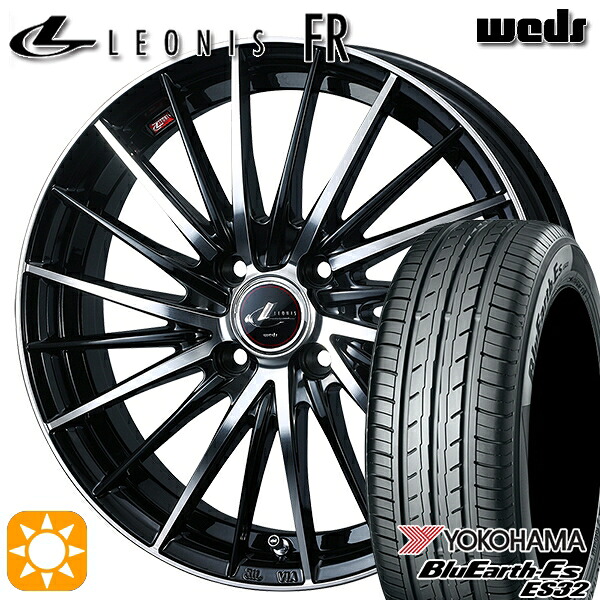 【取付対象】185/65R15 88S ヨコハマ ブルーアース ES32 Weds レオニス FR PBMC (パールブラック ミラーカット) 15インチ 5.5J 4H100 サマータイヤホイールセット |格安タイヤホイールジャストパーツ