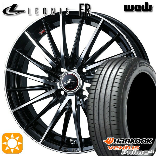 【取付対象】205/45R17 88V XL ハンコック veNtus PRime4 K135 Weds レオニス FR PBMC (パールブラック ミラーカット) 17インチ 6.5J 4H100 サマータイヤホイールセット