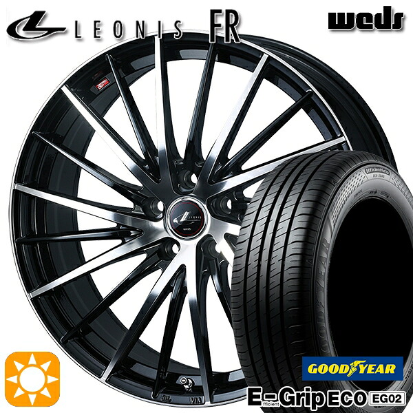 【取付対象】205/55R16 91V グッドイヤー エフィシェントグリップ EG02 Weds レオニス FR PBMC (パールブラック ミラーカット) 16インチ 6.5J 5H114.3 サマータイヤホイールセット