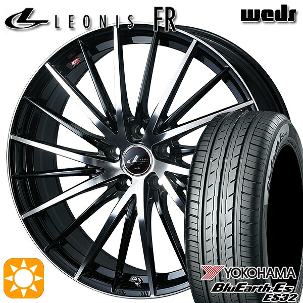 【取付対象】215/40R18 85W ヨコハマ ブルーアース ES32 Weds レオニス FR PBMC (パールブラック ミラーカット) 18インチ 7.0J 5H114.3 サマータイヤホイールセット