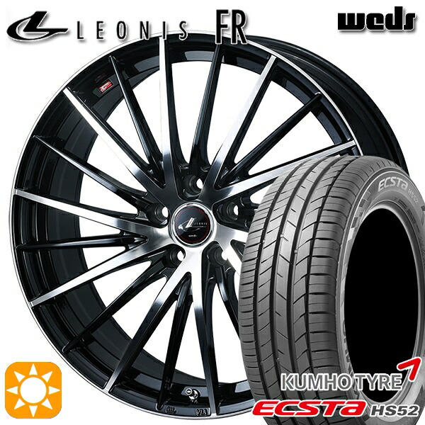 【取付対象】205/55R16 91V クムホ エクスタ HS52 Weds レオニス FR PBMC (パールブラック ミラーカット) 16インチ 6.5J 5H114.3 サマータイヤホイールセット ｜格安タイヤホイールジャストパーツ