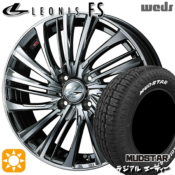 【取付対象】アゲトラ 165/65R14 79S マッドスター ラジアル A/T ホワイトレター Weds レオニス FS BMCMC (ブラックメタルコート/ミラーカット) 14インチ 4.5J 4H100 サマータイヤホイールセット