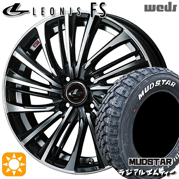 【取付対象】アクア クロスビー 175/60R16 82H マッドスター ラジアル M/T ホワイトレター Weds レオニス FS PBMC (パールブラック/ミラーカット) 16インチ 6.0J 4H100 サマータイヤホイールセット
