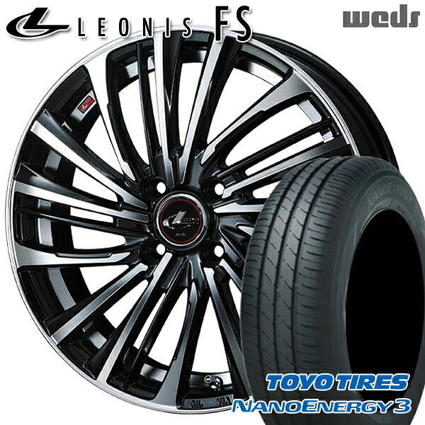 【取付対象】エブリィワゴン 165/60R14 75H トーヨー ナノエナジー3 Weds レオニス FS PBMC (パールブラック/ミラーカット) 14インチ 4.5J 4H100 サマータイヤホイールセット ｜格安タイヤホイールジャストパーツ 58,685円