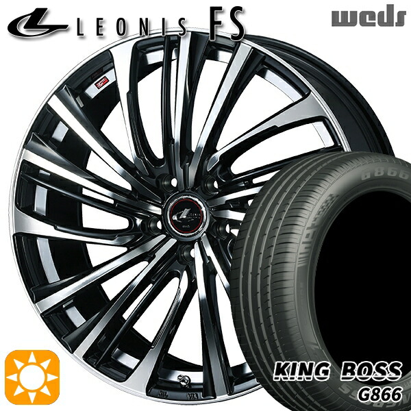 【取付対象】215/50R18 96W XL キングボス G866 Weds レオニス FS PBMC (パールブラック/ミラーカット) 18インチ 8.0J 5H114.3 サマータイヤホイールセット