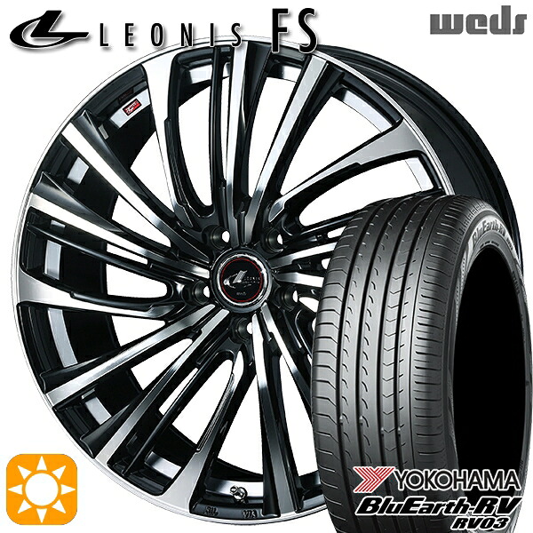 【取付対象】ヴェゼル レガシィ 225/60R18 100H ヨコハマ ブルーアース RV03 Weds レオニス FS PBMC (パールブラック/ミラーカット) 18インチ 8.0J 5H114.3 サマータイヤホイールセット